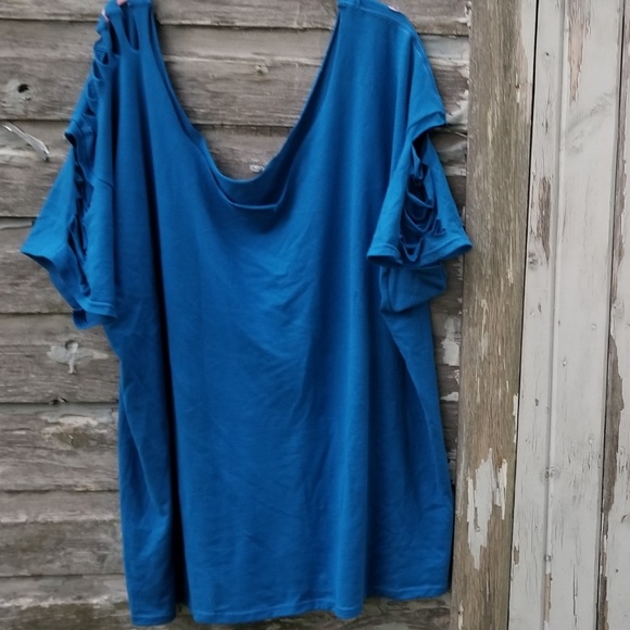 Destroyed Slashed Royal Blue Tee - Picture 1 of 6